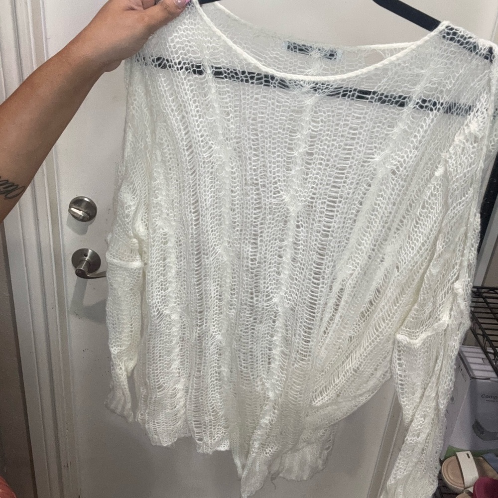 Zara Cream Open-Knit Sweater